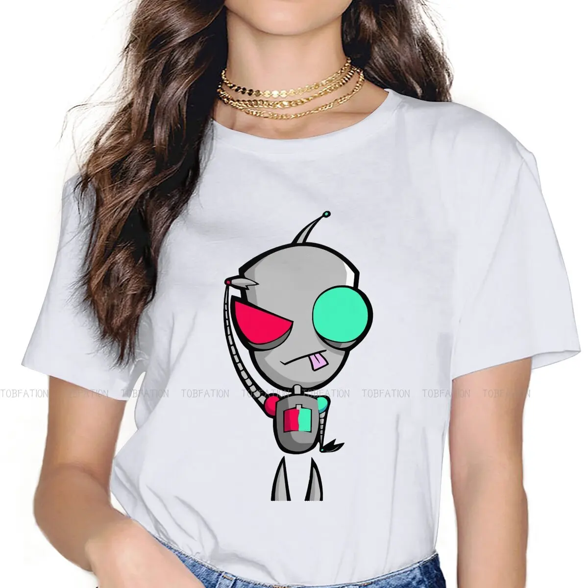 

Gir Women Tshirts Invader Zim Aesthetic Vintage Female Clothing Large Cotton Graphic Clothes