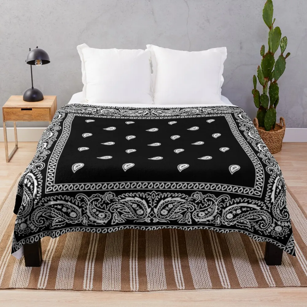 

Bandana Black Throw Blanket Plush Fabric