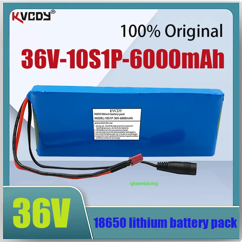 

new 36V battery 10S1P 6Ah 36V 6000mah 18650 lithium ion battery pack ebike electric car bicycle scooter belt 20A BMS 500W