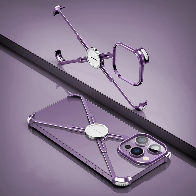 

Luxury Metal Frame Shape Bumper Case For iPhone 14 Pro Max aluminium alloy Cool fashion Shockproof Back Cover