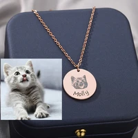 custom pet photo necklace personalized customized stainless steel pets dog cat name pendants memory jewelry for woman man