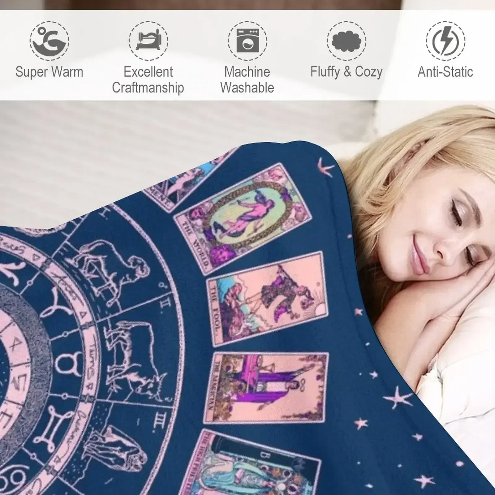 Пастельное готическое одеяло со знаком зодиака астрологической таблицей и