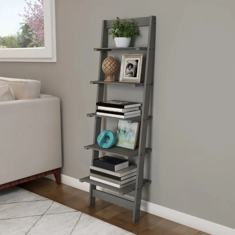 

Somerset Home 5-Tier Leaning Ladder Bookshelf (Gray)