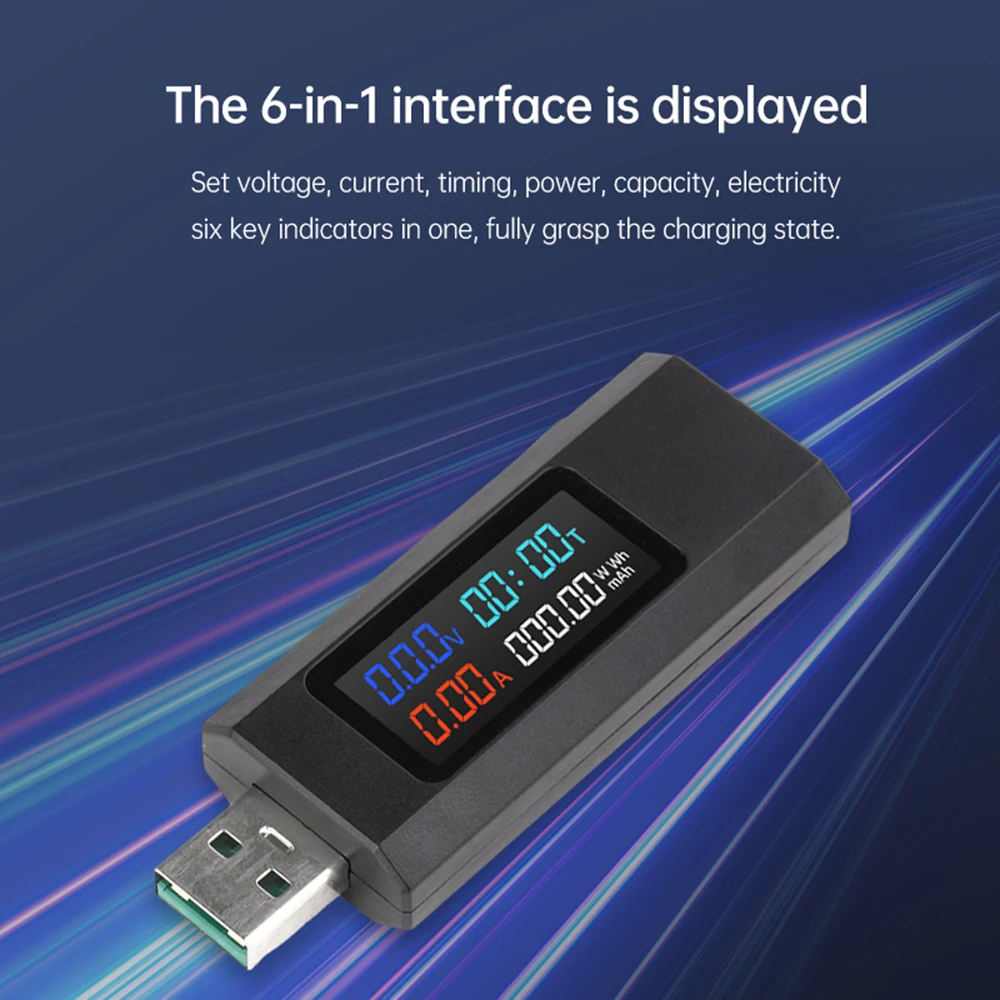 USB-тестер 6-в-1 4-30 В постоянного тока 0-6 5 А цифровой вольтметр амперметр мощность