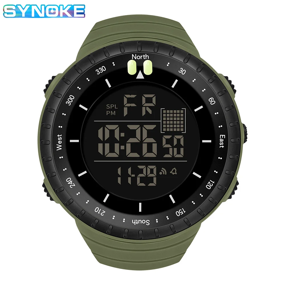 SYNOKE Digital Watch Men Sport Watches Electronic LED Male Wrist Watch For Men Clock 50M Waterproof Wristwatch Outdoor Hours
