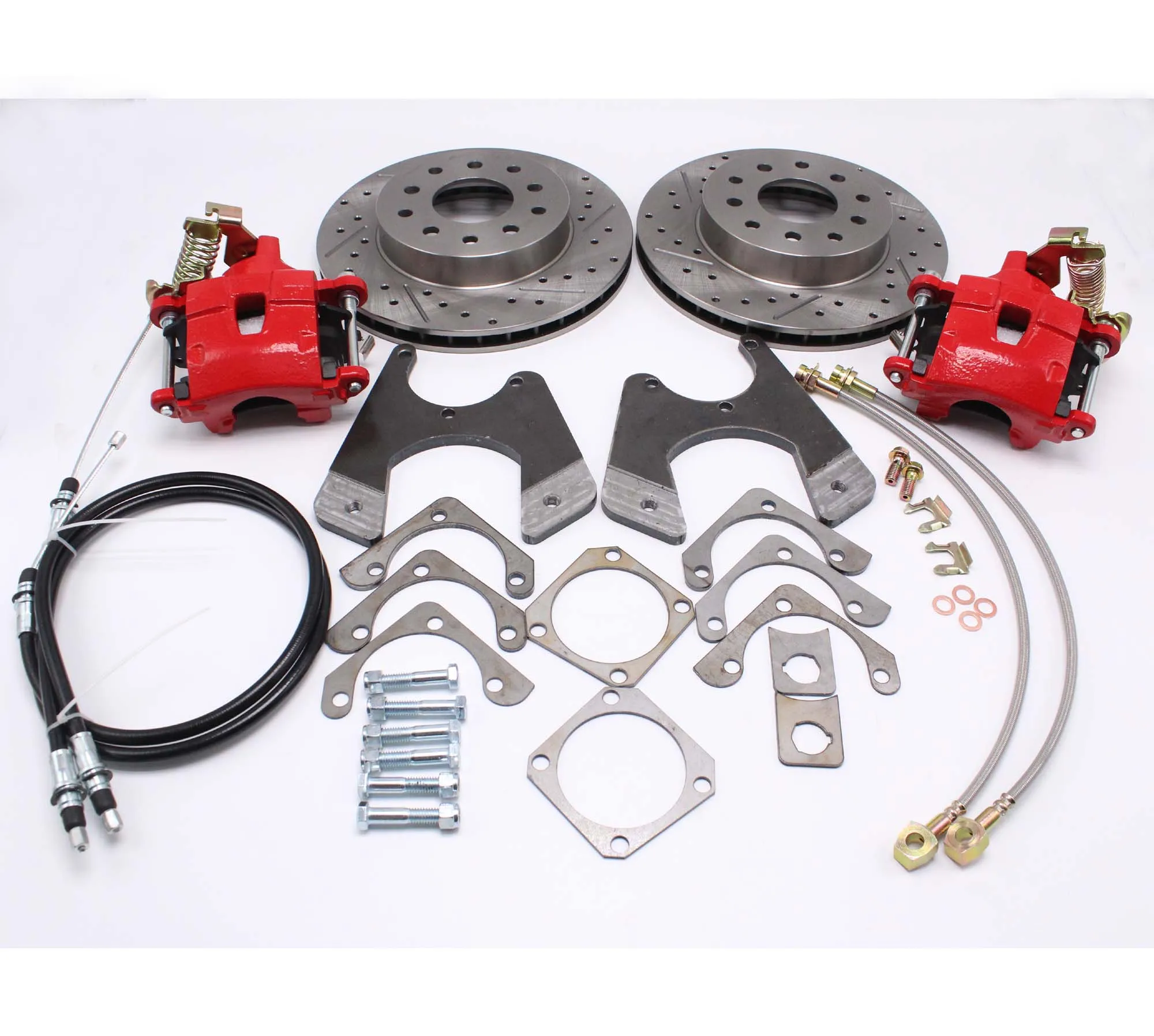 

Для нового Chevrolet 10 12-болтовый комплект задних дисковых тормозов с красными суппортами DBK1012LXR VA1852, подходит для Chevrolet El Camino Cutlass