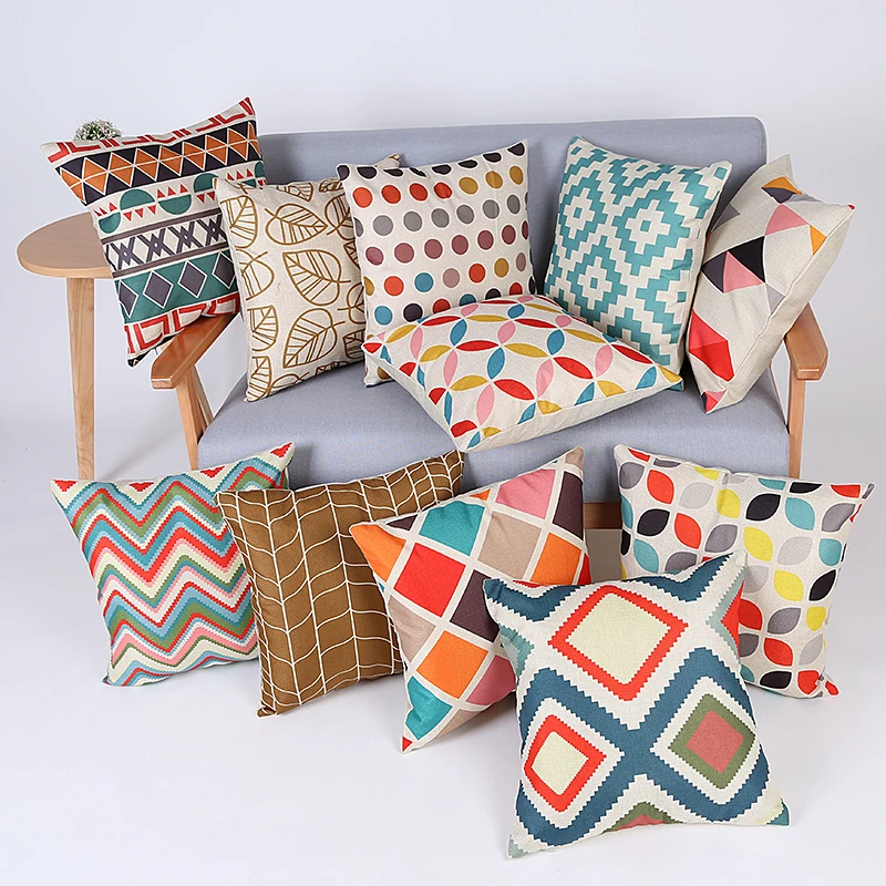 

Geometric Printing Series Sofa Creative Linen Simple Pillowcase Home Decoration Party Car Bedding