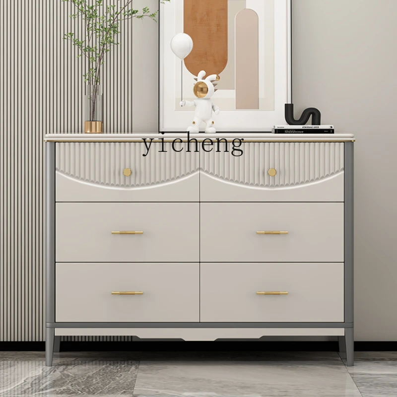 

ZK Light Luxury Chest of Drawers Chest of Six Drawers Large Capacity Multi-Functional Bedroom Storage Chest of Drawers