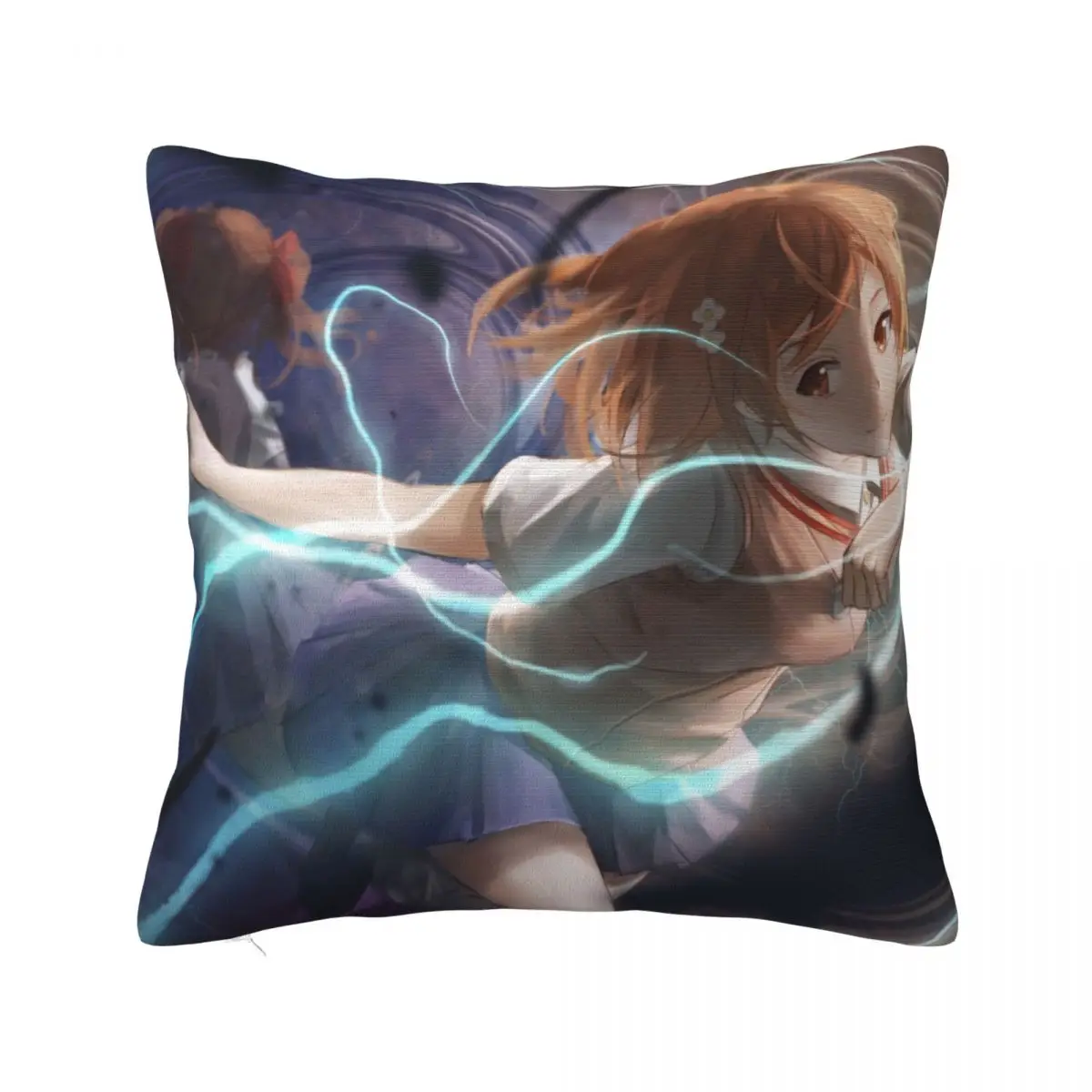 

Misaka Mikoto Anime Pillowcase Printed Fabric Cushion Cover Gift Toaru Kagaku no Railgun Throw Pillow Case Cover Seater 45X45cm