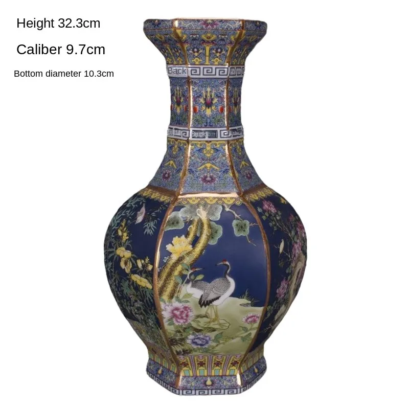

Керамическая ваза Qianlong с эмалью, золотистого цвета