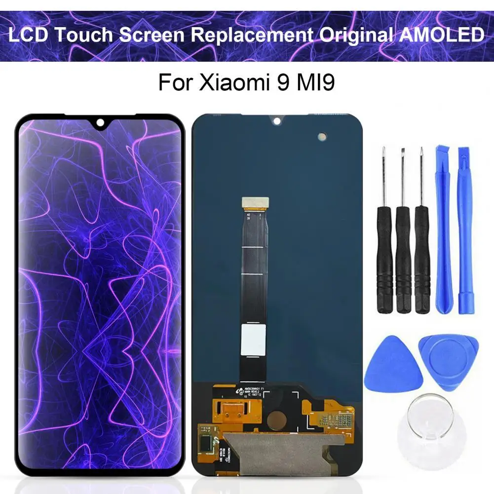 

LCD Touch Screen Replacement Original AMOLED LCD Display Screen Digitizer Assembly with Disassembly Tools for Xiaomi 9 MI9