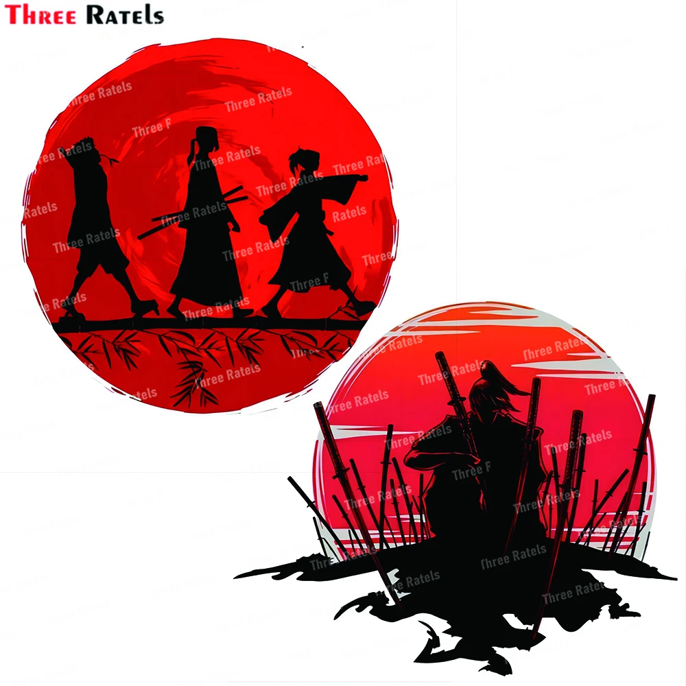 

Автомобильная виниловая наклейка Three Ratels J953 Samurai Champloo Mugen Fuu Jin Walking, водонепроницаемые наклейки