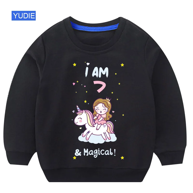 

2022 Boys Girls Autumn Spring Sweatshirts Baby Children's Toddler Long-sleeved Tops Cute Unicorn Cotton T-shirts 2-10 Years Old