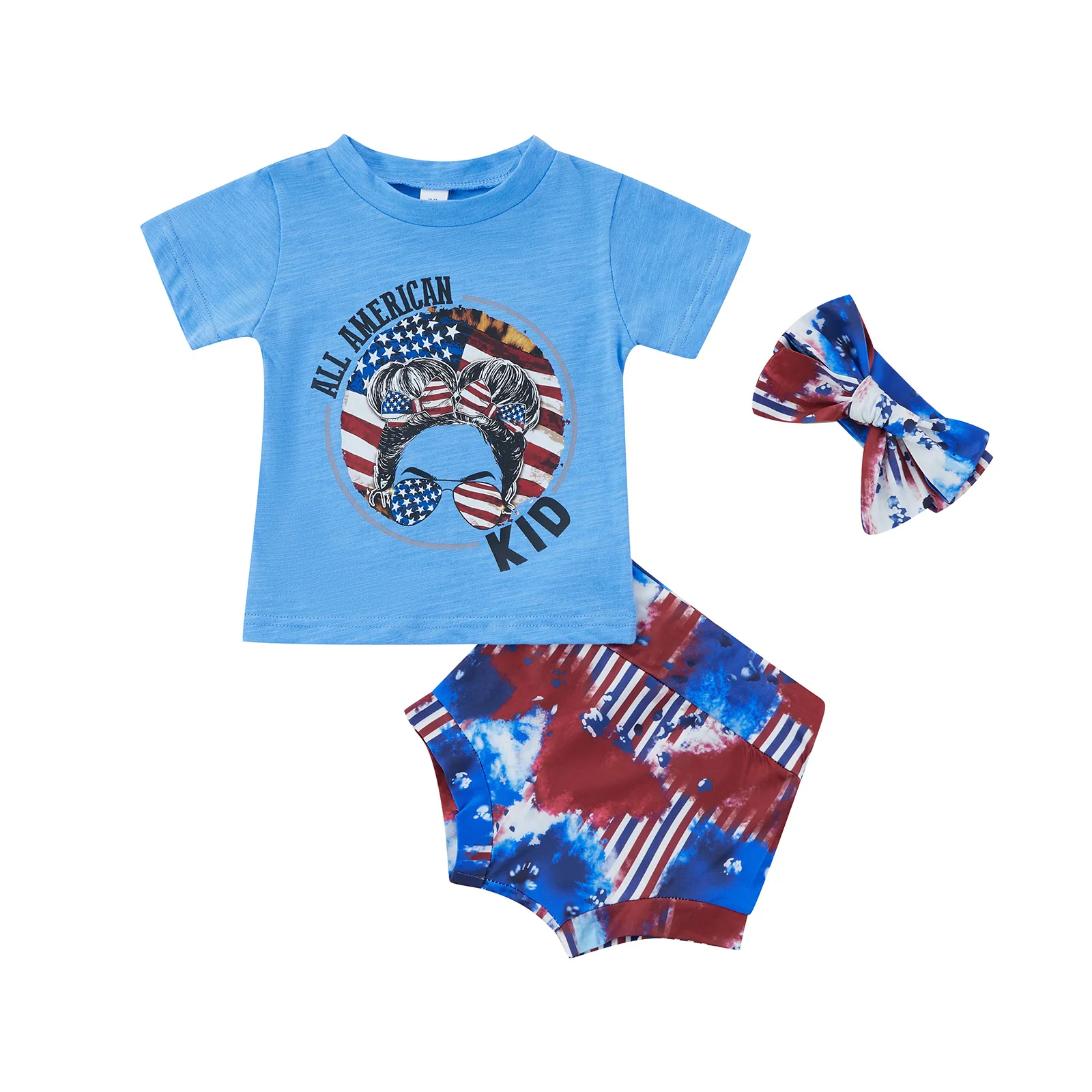 Комплект одежды для девочек на день независимых дней синяя футболка с коротким