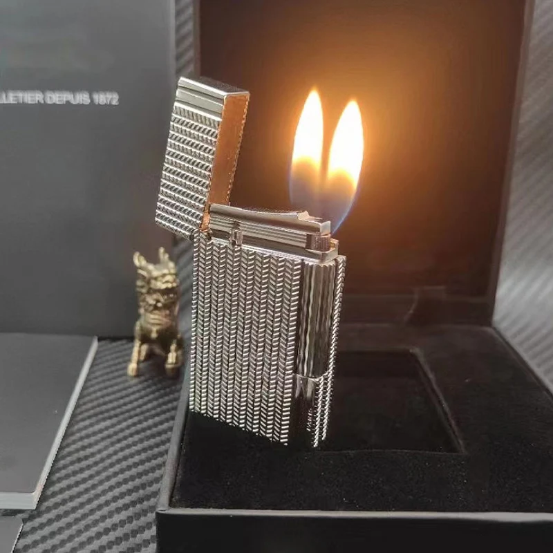 

Роскошная газовая зажигалка, Бутановая Зажигалка с двойным огнем, пинг, яркий звук, табак, сигарета, зажигалка для сигар, подарок для курения для мужчин 036