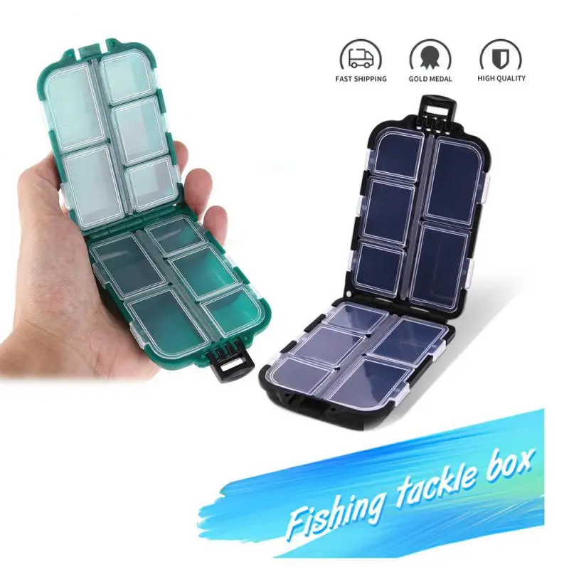 

Fishing Tackle Boxes Plastic Fishing Bait Spoon Hook Bait Gadget Box Rectangular Fish Hook Boxes 10 Compartment Storage Box