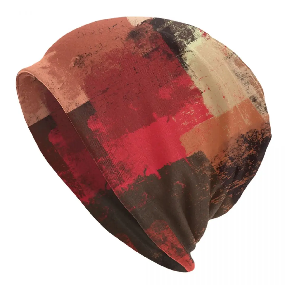 

Unisex Art Chaos Red Brown Rusitc Paintings Slouchy Beanie Hat Best Friend Gift Vintage Beanies Grunge Artwork Female Bonnet Hat