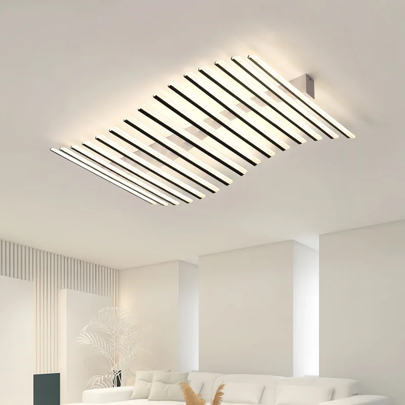 

Modern LED Long Strip Ceiling Lamp Nordic Remote Control Dimmer Living Room Home Bedroom Chandelier Ceiling Lighting Fixtures