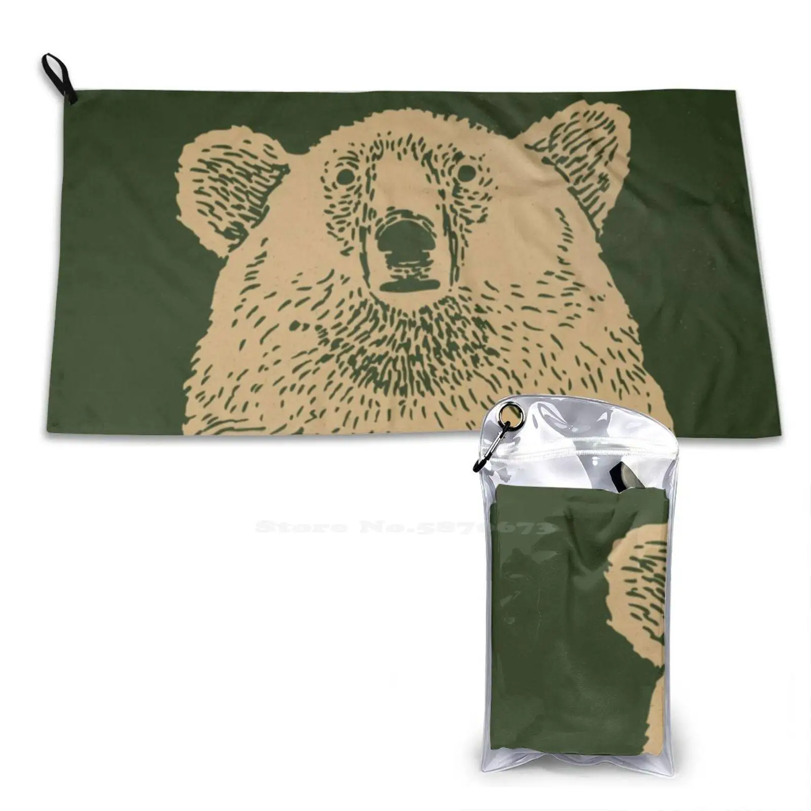 S Washcloth Ursus Arctos Middendorffi Grizzly Bear Animal Nature Wildlife Camping