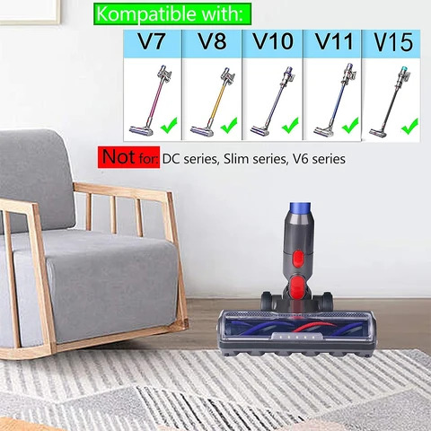 Насадка для пылесоса Dyson V7 V8 V10 V11 V15, сменная насадка с передней подсветкой для твердых полов и ковров