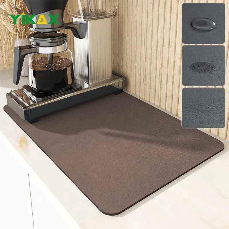 

Solid Dish Drying Mat Drain Pad Kitchen Rubber Super Absorbent Drainer Tableware Bottle Rug Dinnerware Placemat Home Decoration