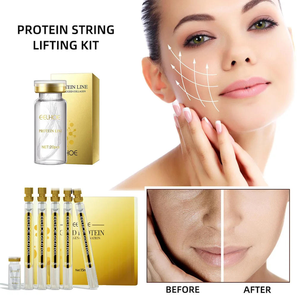 Protein String Lifting Kit Peptide Essence Firming Skin Anti Wrinkles Skin Care Golden Protein Line Pure Collagen Whitening Face