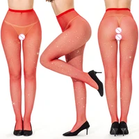 womens sparkle rhinestone fishnets sexy tights high waist stockings