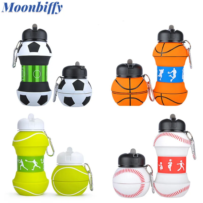 Fold Water Bottle Cups Mug Outdoor Sports Basketball Football Baseball Tennis Golf School Leakproof Portable Kids Water Bottle