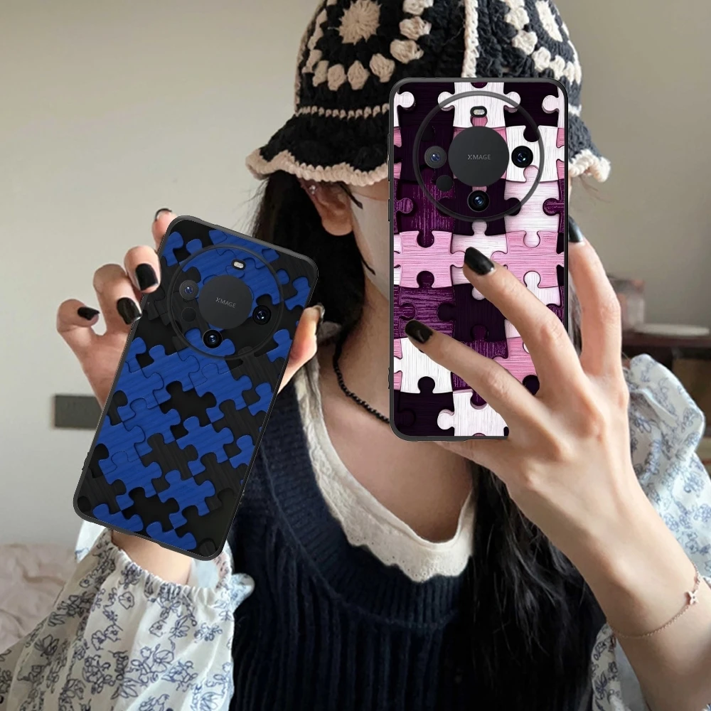 Puzzle Fashion Pretty Mobile Cell Phone Case for Huawei Mate 60 50 40 30 20 10 Pro Plus Lite E 5G Black Soft Cover Shell