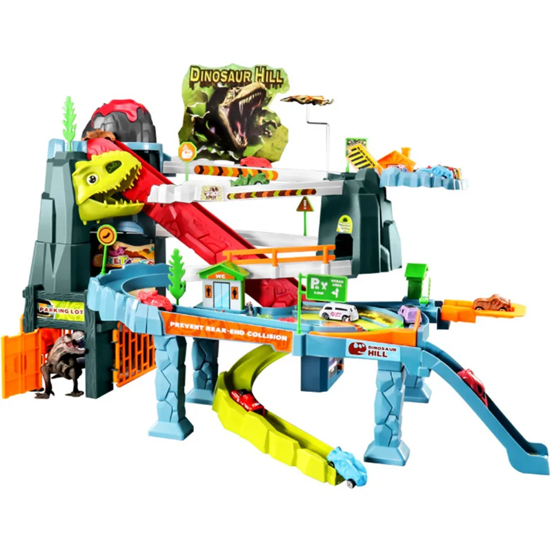 Электрический рельсовый путь динозавра игрушки-пазлы приключения с изгибом