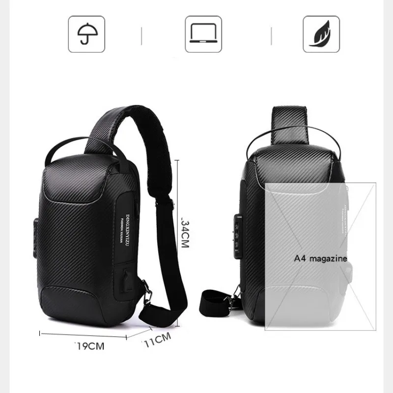Sling Fashion  Chest Bag New Ani-thief Men Crossbody Bag Waterproof Shoulder Bags USB Charging Short Trip For Male Travel Pack