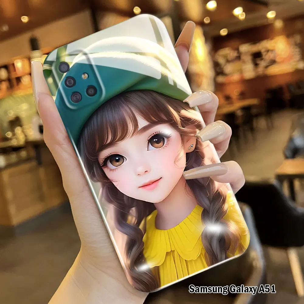 

For Samsung Galaxy A51 A71 A11 M11 A50 A30 A20 Film Case Girls Shockproof Full Cover Camera Protection Gloss Cases