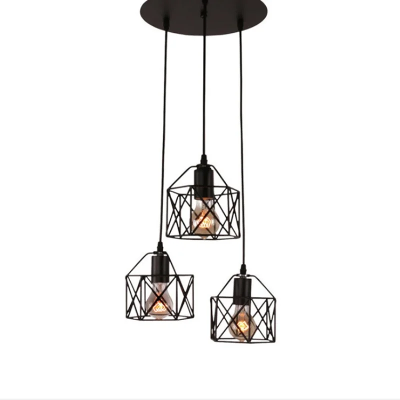 

Nordic Chandelier Round 3 Lights Retro Pendant Light Modern Black Ceiling Hanging Light for Dining Room Chandelier Lighting