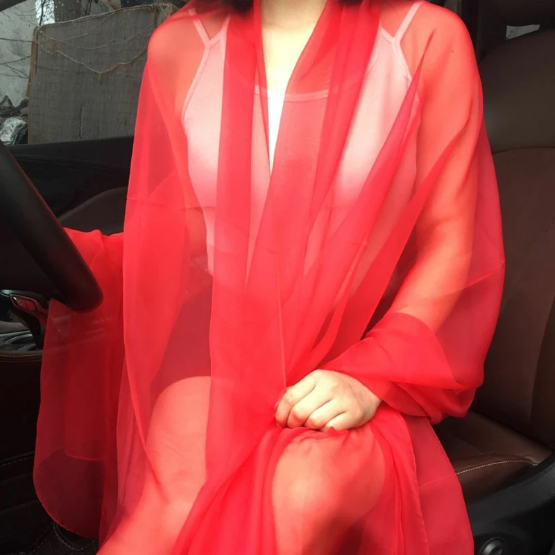 Корейское сплошное цветное прозрачное сексуальное тонкое шифоновое пляжное