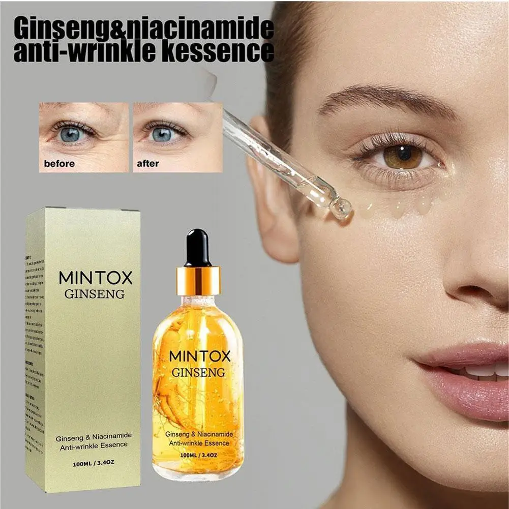 

Средство для ухода за кожей лица, золотистый женьшень, полипептид, против морщин, молния, увлажнение, Ниацинамид, сыворотка для ухода за кожей, косметика, 100 мл