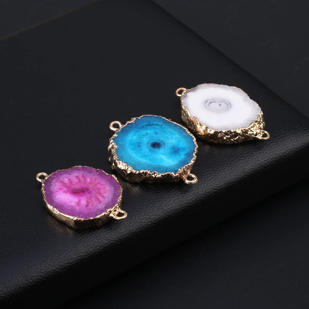 

Natural Stone Agate Crystal Cluster Double Hole Connector Pendant Jewelry Making Necklace Earrings Bracelet Accessories Gift