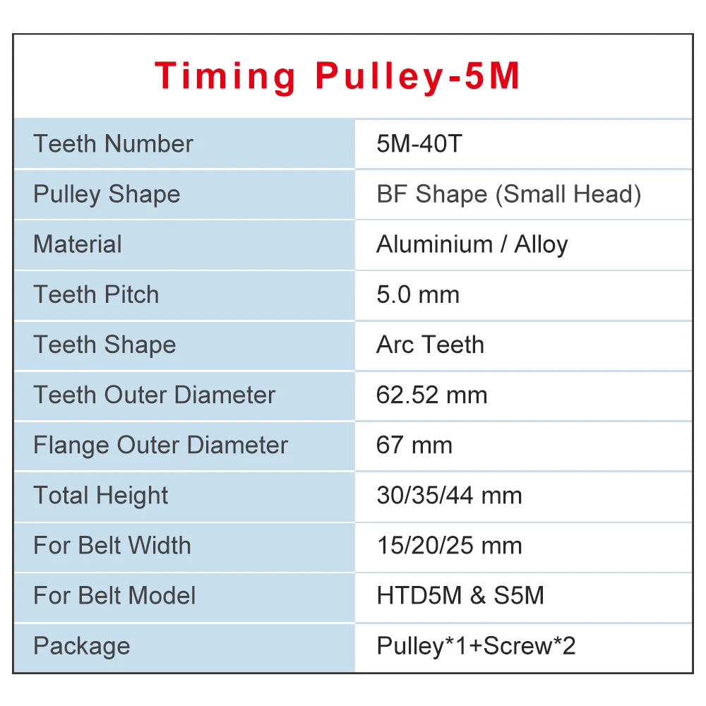 5М-44T Зубчатая шестерня с отверстием 10/12/14/15/16/17/19/20 мм, колесо с круглым дуговым зубом для 5М резинового ремня шириной 15/20/25 мм.