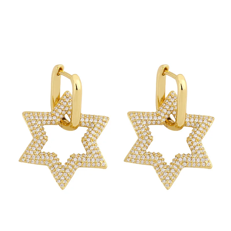 

Cold Wind Women Star Shape Earrings Popular Diamond Accessories Lady Pentagram Pendant Ear Rings Girls Daily Jewelry Gifts