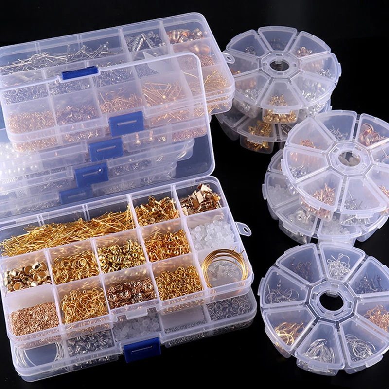 

Transparent Plastic Storage Jewelry Boxes Compartment Adjustable Container for Beads Earring Box for Jewelry Rectangle Box Case