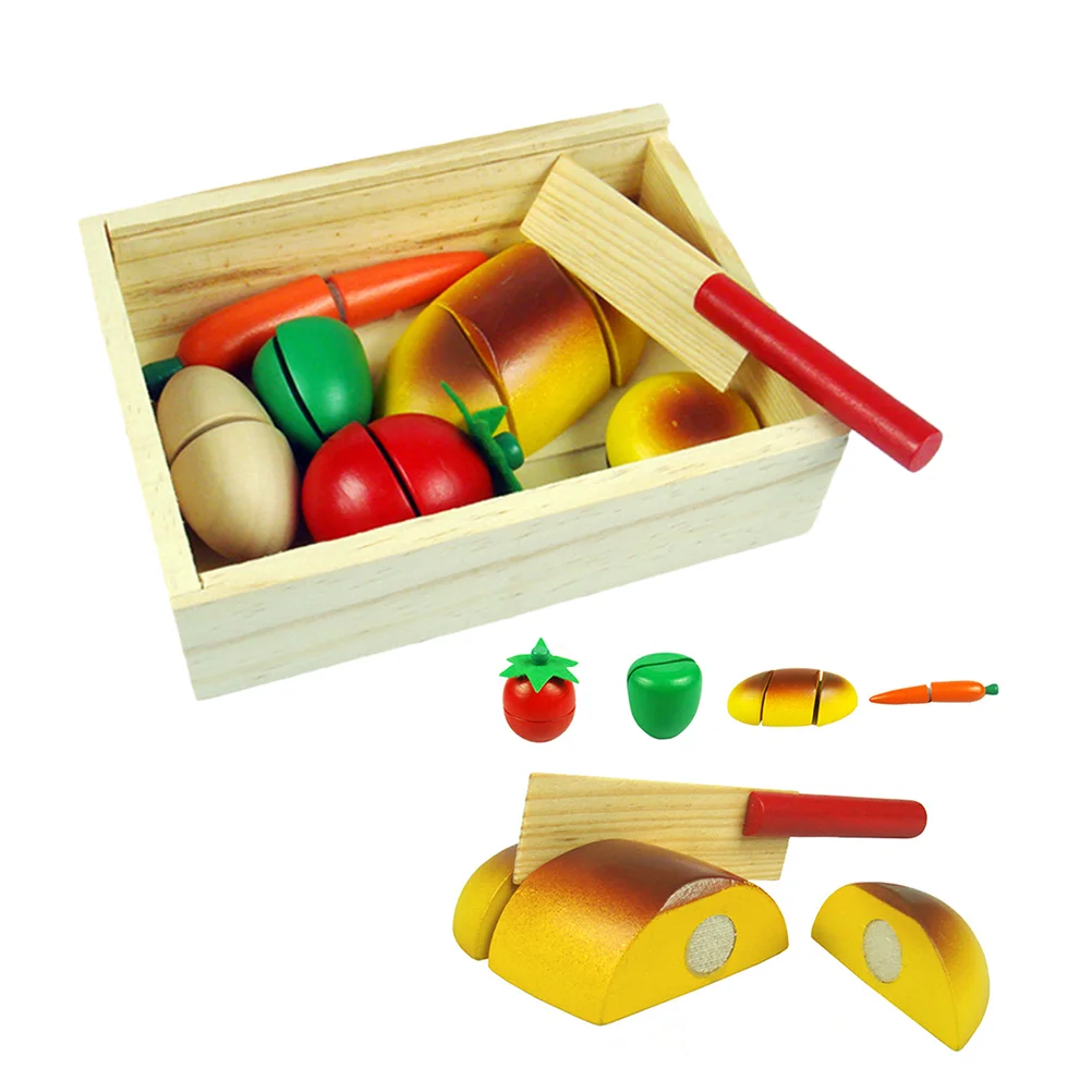 

Kitchen Playtoy Kids Cuttingcut Set Pretend Toddlers 3 Sets Wooden Fakeaccessories Vegetables Fruit