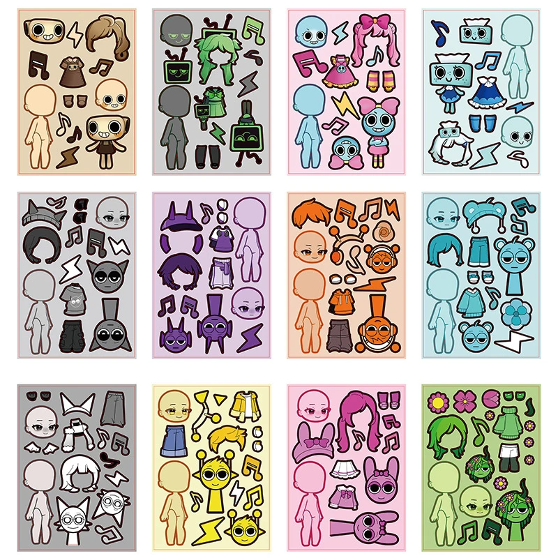 8/16 шт. стикер Sprunki Incredibox детская головоломка сделай сам забавные игры