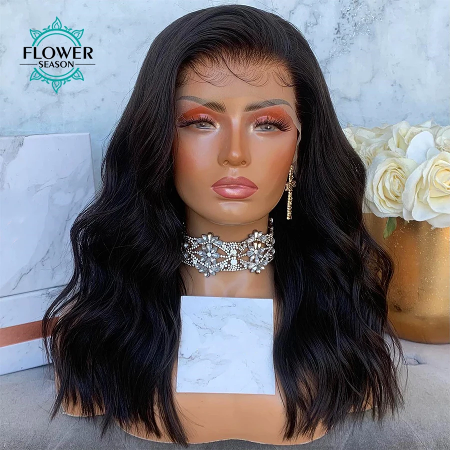 

Short Wavy Bob 13*6 HD Lace Frontal Wig Glueless Curly Lace Front Human Hair Wigs For Women Closure Human Hair Wigs Flowerseason