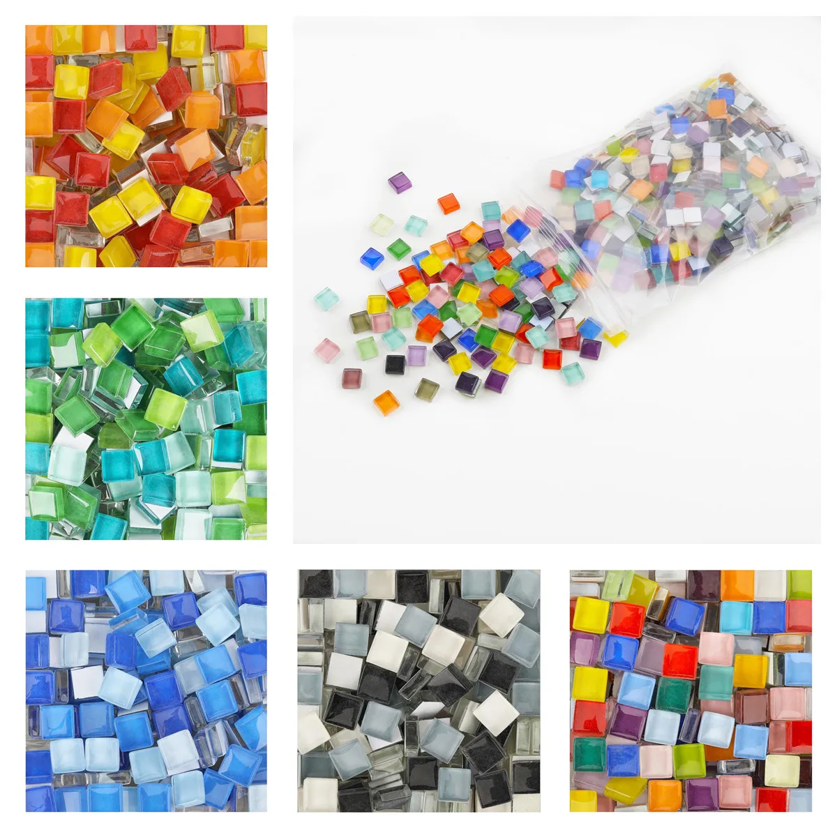 100pcs/lot Crystal Glass Mosaic Tile Handmade Creative Material For Kids DIY Craft Suppies Mixed Color Mini Mosaic Tile 100g/lot