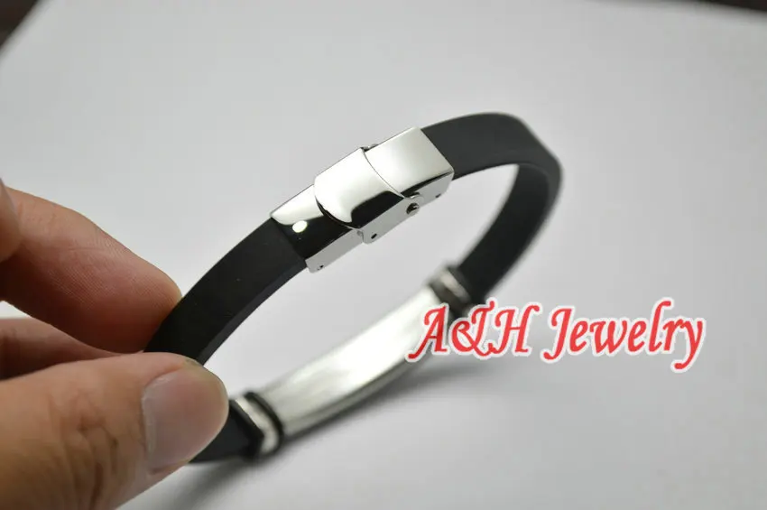 Mirror Polish High Quality Soft Rubber With 316L Stainless Steel Fashion Men Bracelet | Bracelets