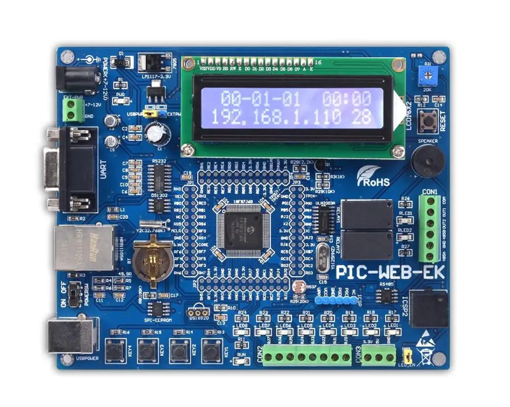 

PIC microcontroller learning development board Ethernet PIC-WEB-EK PIC18F97J60