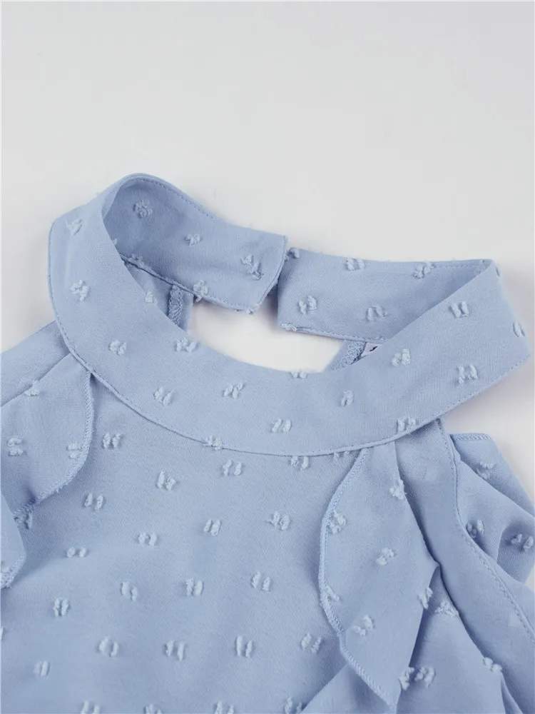 Весенние новые сексуальные блузки с лямкой на шее женские повседневные рубашки