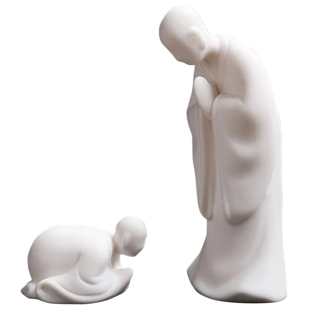

Monk Statue Decor Figurine Little Desktop Tea Porcelain Car Mini Dashboard Garden Sculpture Decoration Ornament Lucky Chinese
