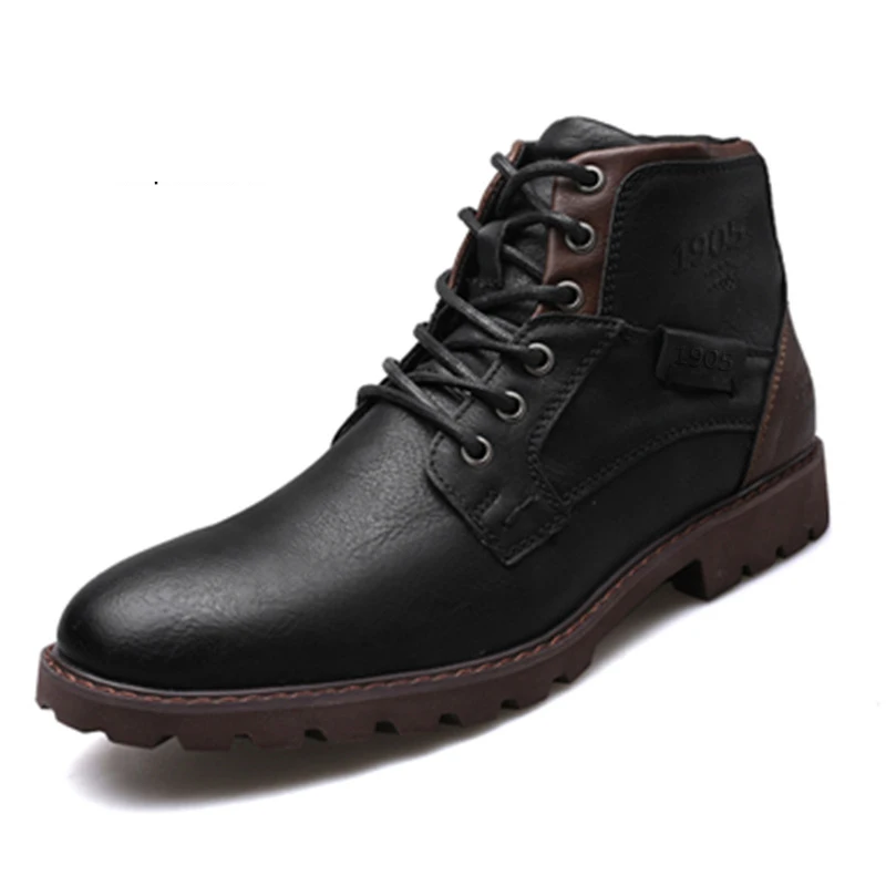 

Fashion Outdoor Desert Boots Fashion Men's Shoes Vintage Ankle Leather Men's Boots High Top Side Zipper Tool Black Brown Boots
