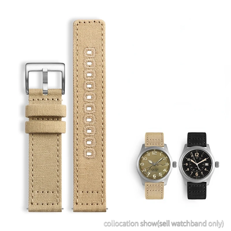 Фото Ремешок для часов Hamilton Khaki Field H70605731 H70605993 Seiko, спортивный ремешок для часов 18 мм, 20 мм, 22 мм, армейский зеленый нейлоновый холст, браслет №3