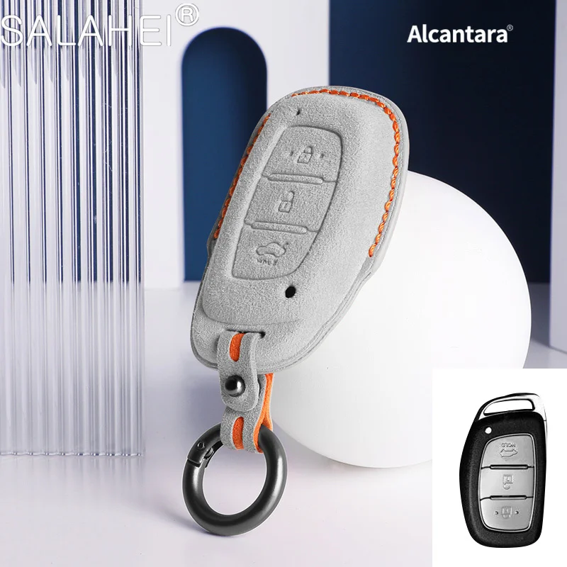 

Alcantara Car Key Case Cover Holder Key Shell Buckle For Beijing-Hyundai Sonata Ix25 Tucson Reina Ix35 Accessories